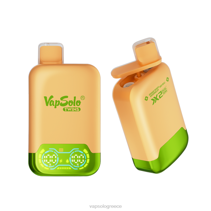 VapSolo TWINS ατμός μιας χρήσης | Vapsolo Flavours 60X430 πορτοκαλί μάνγκο καρπούζι & red bull